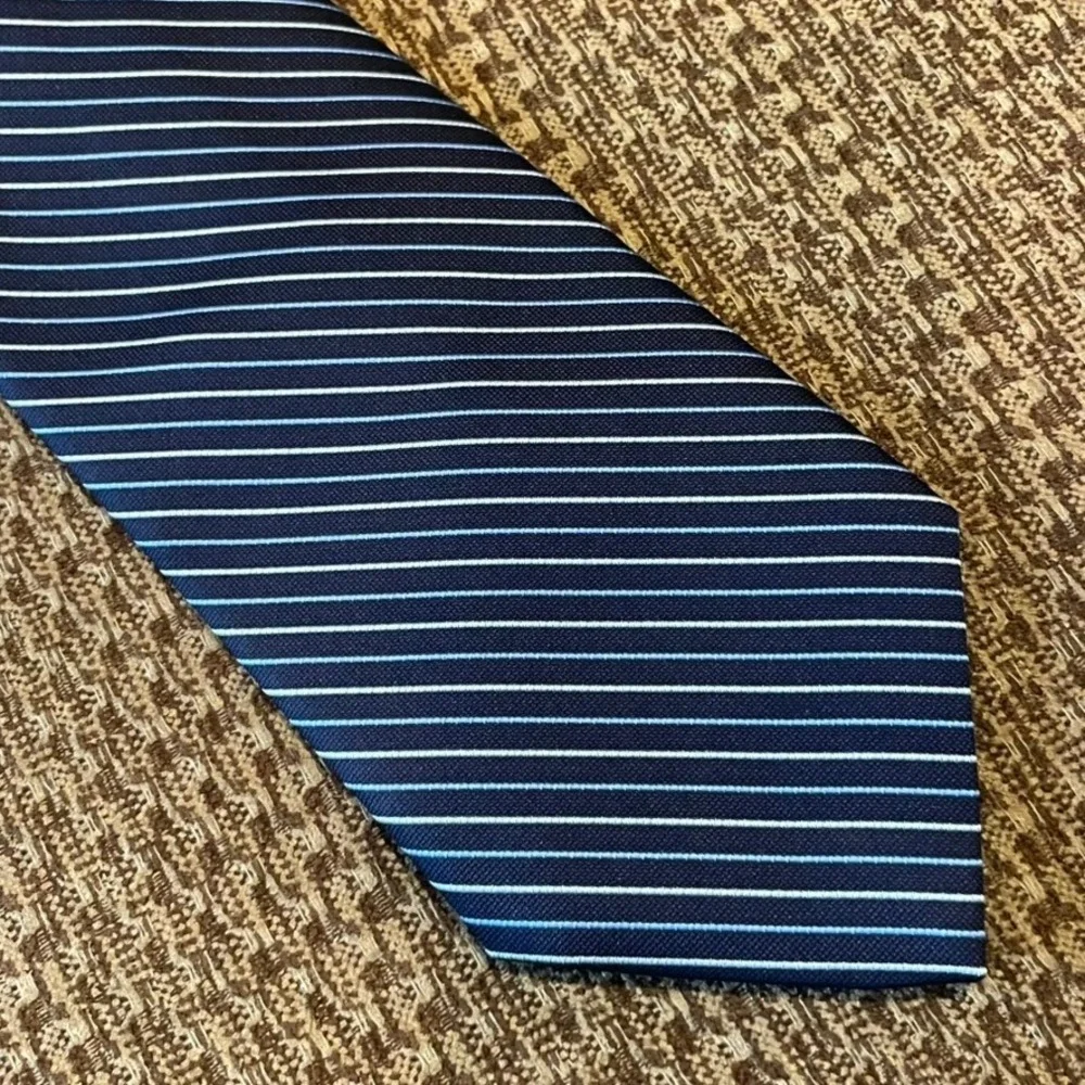 Brooks Brothers Tie Mens Navy Blue Repp Preppy Silk Striped Stain Resistant